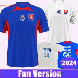 2024 Slovakia Mens Soccer Jerseys National Team SATKA DUDA LOBOTKA HANCKO PEKARIK HARASLIN Home Blue Away White Football Shirt Uniforms