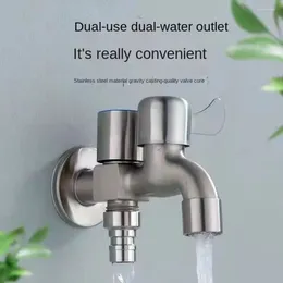 Bathroom Sink Faucets One-in-two-out Double Water Outlet Tap Switch Stainless Steel Mop Pool Faucet Dual-water Outdoor Garden Bibcock