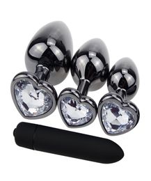Domi Heart Shape Gunmetal Stainless Butt Plug Dildo Vibrator Pussy Toy Anal Plug Beads Anal Sex Toys Y190524031404302