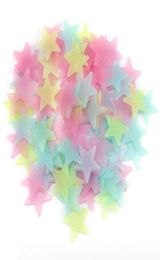 Kids Bedroom Fluorescent Glow In The Dark Stars Wall Stickers Luminous sticker color 100pcspack whole 6154631