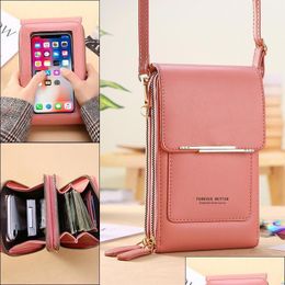 Party Favour Fedex Women Bags Soft Leather Wallets Touch Sn Cell Phone Purse Crossbody Shoder Strap Handbag For Female Womens Drop Deli Dhl3R