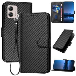 Carbon Fiber PU Leather Wallet Cases For Moto G Power 4G 2024 Play G34 G04 G84 G54 G14 Vertical Credit ID Card Slot Cover Hip Clip Business Fashion Book Pouch