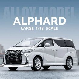 Diecast Model Cars 1 18 Toyota Alphard MPV Large Alloy Diecast Metal Car Model Sound Light Aldult Collectibles Hobby Birthday Gifts Original Box Y240520D2L3