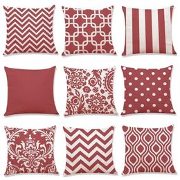 Pillow GY0726 Red And White Geometry Case 1PC(No Filling) Linen Decorative Pillows Sofa Bed Pillowset