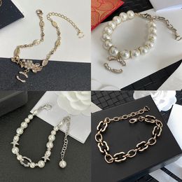 Designer Bangle Bracelets Womens Brand C-Letter Bracelet Crystal 18k Gold-plated Silver Brass Jewelry Wristband Cuff Wedding Love Gift 4 Style