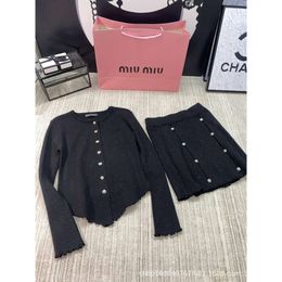 Women's Suits Blazers Early Autumn Niche Design Trendy Set Irregular Wooden Ear Edge Cardigan A-line Half Skirt