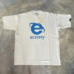 Streetwear Ecstasy T Shirt Y2K Mens Harajuku White Tshirt Letter Pattern Printing Oversize Loose Shortsleeved Gothic Top 240520