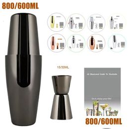 Bar Tools Jigger Cocktail Shakers Gold/Black/Rose Gold 750Ml 750/600Ml /800/600Ml Boston Shaker With Recipe Book Drop Delivery Home Dhfhg