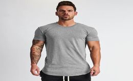 Muscleguys New Plain Clothing fitness t shirt men Oneck tshirt cotton bodybuilding tee shirts slim fit tops gyms tshirt Homme 213761801