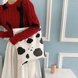 Bag Hylhexyr Women Cute Canvas Shoulder Cow Pattern Durable Simple Shopping Bags Girl Handbag Large Capacity Purse Wallet