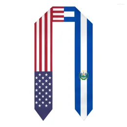 Scarves Graduation Sash El Salvador & USA United States Flag Stole Shawls Graduate Wraps Scraf International Student Pride Gifts