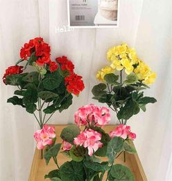 Fall Outdoor Artificial Geranium Red Azalea Bushes High Quality UV Resistant Fake Flowers Home Decor For Garden4687608