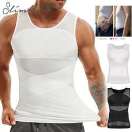 Mens Slimming Body Shaper Compression Tank Tops Undershirt Shapewear Workout Vest Abs Abdomen Slim Shapers Underwear 240508