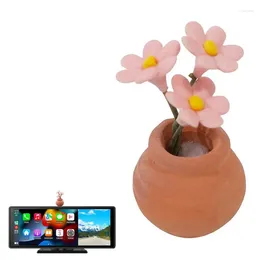 Decorative Flowers Car Dashboard Decor Dash Potted Plants Artificial Flower Funny Ornament Plant Accessories Auto