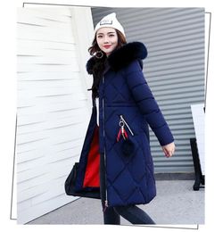 New stylish big fur winter coat thickened parka women stitching slim long winter coat down cotton ladies down puffer down jacket f1858898