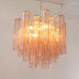 Chandeliers Vintage Italian Design Murano Glass Chandelier Venetian-style Hanging Lamp Pink Flower Lighting Fixture For Dining Room D53cm