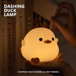 Lamps Shades LED Night light for children duck Cartoon animals Silicone lamp Touch Sensor Timing USB Rechargeable for bedroom Bedside gifts Y240520HUD0