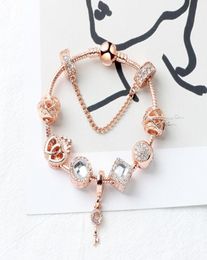 Magic Beads rose Gold Strands bracelet 925 Silver Love Key pendant as a Diy Jewellery gift8338469