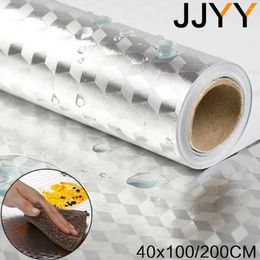 Window Stickers JJYY Home Kitchen Oil-proof Waterproof Aluminium Foil Stove Cabinet Self Adhesive Wall Sticker DIY Wallpaper