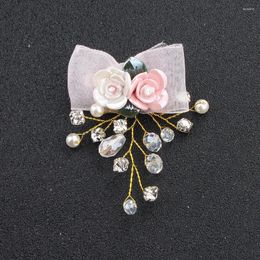 Headpieces Delicate Lace Children Hair Wear For Wedding Pearl Crystal Flower Clip Girls At The Party