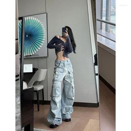 Women's Jeans Women Blue Hip Hop Streetwear High Waist American Wide Leg Pants Fashion Y2K Style Female Winter Straight Trousers