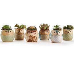 1Pcs Lovely Ceramic Mini Pot Desk Planter For Succulent Plant Bonsai Flower Cactus Owl Pot Gifts For Women Girls Boys Kids Y03145742112