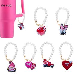Jewellery Valentines Day Pearl Chain With Charm Accessories For Tumbler Cup Personalised Handle Charms Shaped Drop Delivery Ot3Wt
