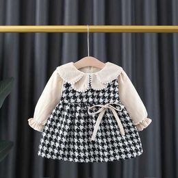 Girl's Dresses Fall Winter newborn baby girls clothes outfits velvet warm bow play dress for baby girls clothing 1 year birthday dress d240520