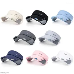 Berets Summer Empty Top Sun Visor Hat Retractable Brim Golf Cap Letter Embroidery Adjustable UV Protection Beach/Tennis Sport