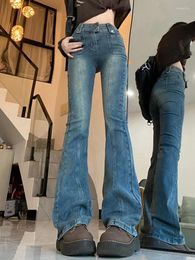 Women's Jeans 2024 Women Vintage Denim Micro Flare Lady High Waisted Fashion Y2k Horseshoe Pants Slim Stretch Bell Bottom Trousers