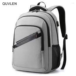 Backpack Grey Men's Waterproof Nylon Business Bagpack For 15.6-inch Laptop Multifunctional Rucksack Lightweight Go To Work