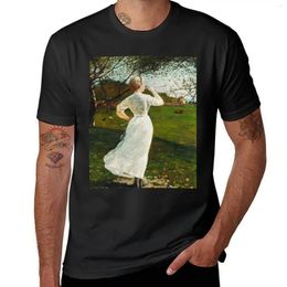 Men's Tank Tops Hello Spring 2024 Girl In A White Dress On Green Field / DressMeUnique T-Shirt Blouse Short Sleeve Tee T Shirt Men