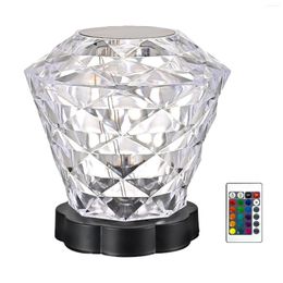 Table Lamps With Remote Touching Control LED RGB 16 Colours Rose Diamond Bedside Atmosphere For Bedroom Crystal Lamp Brightness Adjustable