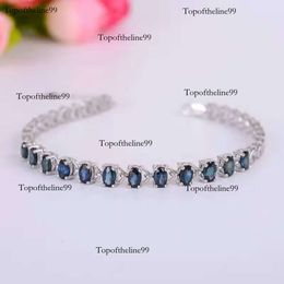 Promotion natural dark blue sapphire solid sier gemstone bracelet Original edition