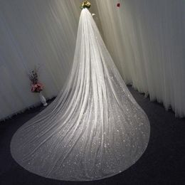 3 meters Sparkle Tulle Bridal Veil Long Bling Bling Luxury Wedding Veils Bridal Accessories Cathedral Length In Stock 1 Tier Bride Veil 202v