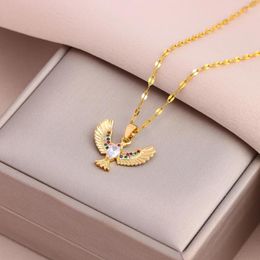 Pendant Necklaces 18K Gold Plated Vintage Style Eagle For Women Trendy Female Stainless Steel Neck Chain Jewelry Wholesale