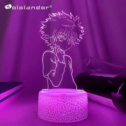 Lamps Shades 3d Led Lamp Anime Hunter X Hunter Killua for Bedroom Decor Nightlight Birthday Gift Acrylic Led Night Light Hxh Killua Cute Y240520AZHC