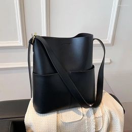 Evening Bags 2024 Designer PU Leather Shoulder Bag For Women Ladies Casual Large Capacity Bucket Fashion Female Crossbody Handbag