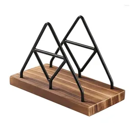 Plates 1 PCS Wooden Napkin Storage Table Holder For Indoor Outdoor Home Dining Restaurant Kitchen Decor With Black Metal Wire