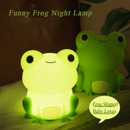 Lamps Shades Night Lamp for Kids Frog Soft Silicone Sleeping Night Light Dimmable Timer Rechargeable Colourful Light Room Decor Children Gifts Y240520RI94