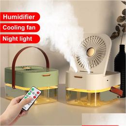 Other Home Garden Humidifier Spray Fan Portable Air Cooler Usb Desktop With Night Light For Summer Appliance Drop Delivery Dh6I8