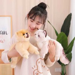 Stuffed Plush Animals Simulation Lying Cat Dog Plush Toy Cartoon Stuffed Animals Puppy Pet Plushies Doll Cute Soft Kids Toys for Girls Boys Home Decor