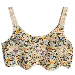 Women's Tanks Women Crochet Embroidery Camisole Vests Sequined Sun Vacation Beach Crop Top