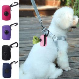 Dog Carrier Hanging Poo Bags Dispenser Pet Cleaning Tools Mesh Colorful Garbages Dispensers With Buckle Poop Bag Holder Hiking