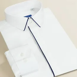 Men's Dress Shirts Smart Five Patchwork White Men Formal Business Wedding Long Sleeve Shirt Cotton Slim Fit Mens 45 46