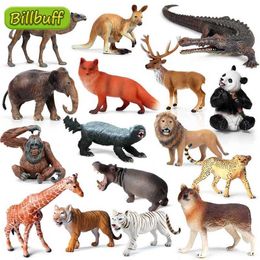 Novelty Games Simulation Wild Jungle Zoo Animals Model ABS Action Figures Panda Dinosaur Bear Deer Fox Collection Dolls toys for children Gift Y240521