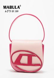 MABULA Luxury Pink Women Top Handle Purse Half Round Design Brand Leather Underarm Flap Shoulder Bag Fashion Tote Handbags 2206163646267