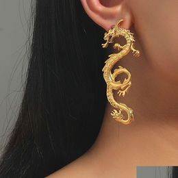 Stud Fashion Jewellery Exaggerated Golden Dragon Earrings For Women Retro Drop Delivery Dhgarden Dhmwn