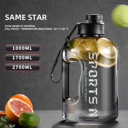 Water Bottles Litre Bottle With Straw Large Portable Travel For Training Sport Fitness Cup Time Scale BPA Free