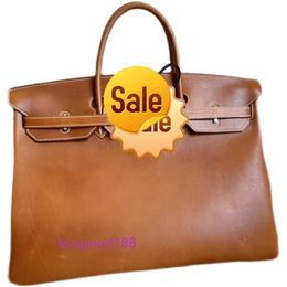 Top Ladies Designer EKolRiy Bag Platinum bag 40cm 37 Gold Brown Ford saddle leather silver buckle SUJSRX